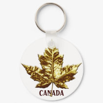 Canada Souvenir Key Chain Gold Chrome Maple Leaf keychains