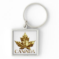 Canada Souvenir Key Chain Gold Chrome Maple Leaf