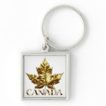 Canada Souvenir Key Chain Gold Chrome Maple Leaf