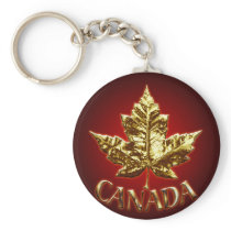 Canada Souvenir Key Chain Gold Chrome Maple Leaf