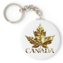 Canada Souvenir Key Chain Gold Chrome Maple Leaf