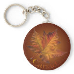 Canada Souvenir Key Chain Gold Chrome Maple Leaf
