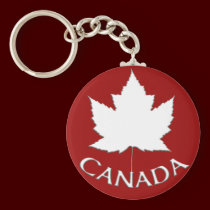 Canada Souvenir Key Chain Red & White Maple Leaf keychains