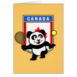 This adorable little panda loves to get out on the court and hits some balls. Panda plays in front of a large flag of Canada. This is a great design for anyone who loves to play tennis, watch tennis or just loves cute pandas.