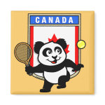 This adorable little panda loves to get out on the court and hits some balls. Panda plays in front of a large flag of Canada. This is a great design for anyone who loves to play tennis, watch tennis or just loves cute pandas.