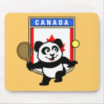 This adorable little panda loves to get out on the court and hits some balls. Panda plays in front of a large flag of Canada. This is a great design for anyone who loves to play tennis, watch tennis or just loves cute pandas.