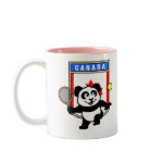 This adorable little panda loves to get out on the court and hits some balls. Panda plays in front of a large flag of Canada. This is a great design for anyone who loves to play tennis, watch tennis or just loves cute pandas.