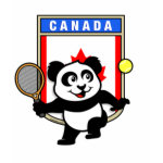 This adorable little panda loves to get out on the court and hits some balls. Panda plays in front of a large flag of Canada. This is a great design for anyone who loves to play tennis, watch tennis or just loves cute pandas.