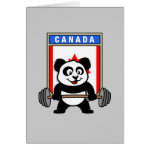 This cute bodybuilding panda loves weightlifting. He stands in front of a large flag of Canada. Look how easy he lifts that heavy barbell loaded with weight plates. This design is too cute. Great gifts here for anyone from Canada who loves weightlifting.