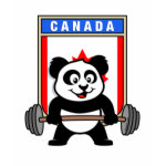 This cute bodybuilding panda loves weightlifting. He stands in front of a large flag of Canada. Look how easy he lifts that heavy barbell loaded with weight plates. This design is too cute. Great gifts here for anyone from Canada who loves weightlifting.
