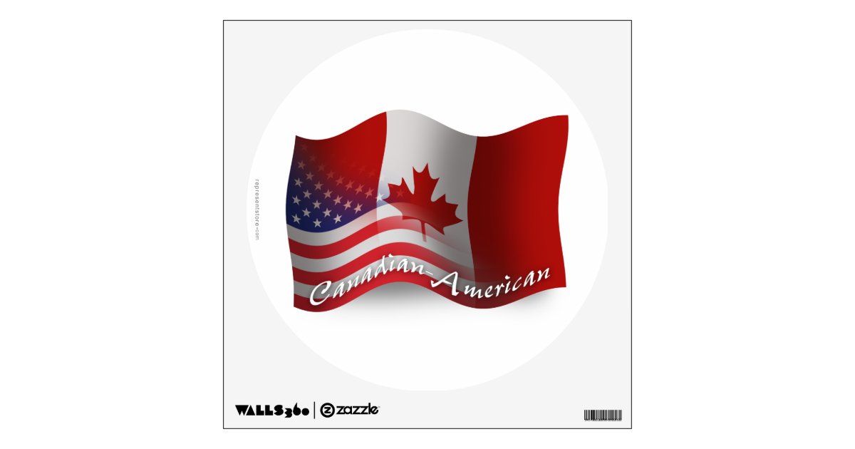 CanadianAmerican Waving Flag Wall Decal Zazzle