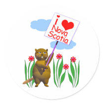 Canadian Beaver Loves Nova Scotia Round Stickers
