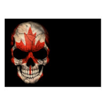 Canadian Flag Skull on Black Business Cards