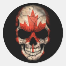 Canadian Flag Skull on Black Sticker