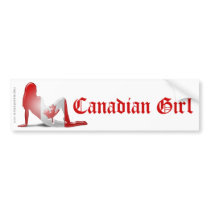 Canadian Girl Silhouette Flag Bumper Sticker