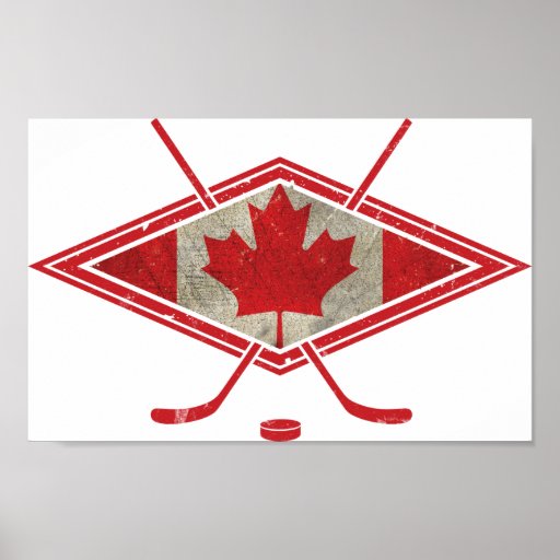 Canadian Hockey Flag Logo Print | Zazzle