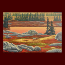 Canadian Landscape Painting Bear Art Print posters