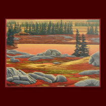 Canadian Landscape Painting Polar Bear Art Print posters