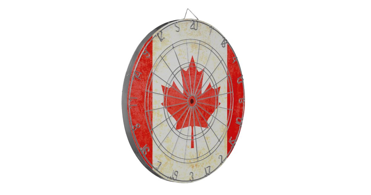 Canadian maple leaf flag antiqued style dart board Zazzle