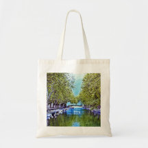 Canal in Annecy France Canvas Bags