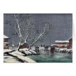 Canal in snow Ukiyoe Greeting Cards
