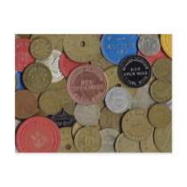 Canal Zone Tokens Collage Postcard by Captain_Panama Canal Zone Tokens Collage Postcard