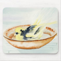 Canary Bathing Mousepad by mozache Canary Bathing Mousepad