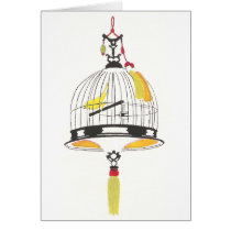 Canary in Asian Birdcage Greeting Card