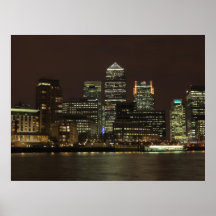 Canary Wharf at night Poster