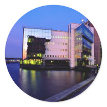 Canary Wharf at sunset Round Sticker