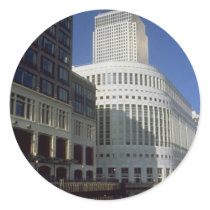 Canary Wharf building, London, England, U.K. Round Sticker