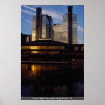 Canary Wharf offices, sunset, London, England, U.K Print