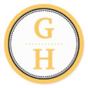 Canary yellow 2 initial letter monogram gift tag sticker