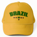Canary Yellow Brazil 5 Star Logo Cap hats by BrazilShirt Canary Yellow Brazil 5 Star Logo Cap hats