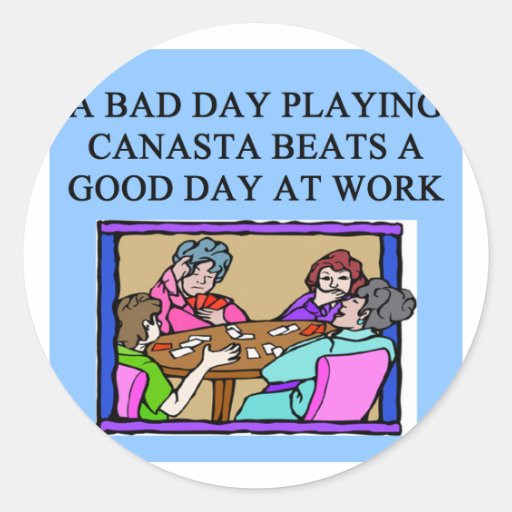 canasta game player round sticker