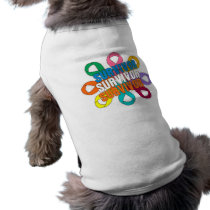 Cancer Awareness Flower Ribbon -  Cancer Survivor Dog Tshirt