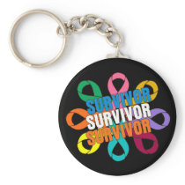Cancer Awareness Flower Ribbon -  Cancer Survivor Key Chain
