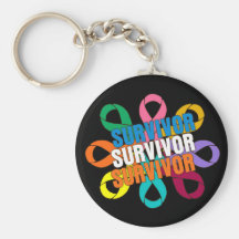 Cancer Awareness Flower Ribbon -  Cancer Survivor Key Chain