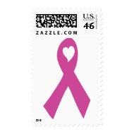 cancer awareness ribbon heart stamp