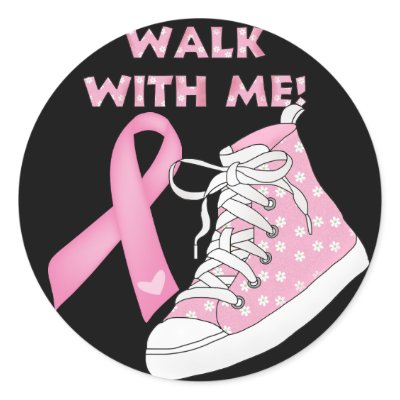 Cancer Awareness - Walking for the Cure Round Stickers by sharonrhea