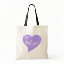 Cancer Believe Lavender Heart bags