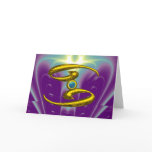 CANCER Blue Opal & Gold  Zodiac Birthday cards