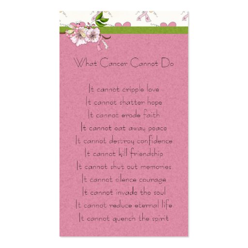 Cancer Cannot Do Card Business Card (front side)