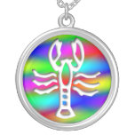 Cancer Rainbow Color Crab Sterling Silver Necklace