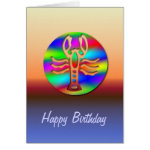 Cancer Rainbow Color Crab Zodiac Birthday cards