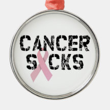 Cancer Sucks - Breast Cancer Ribbon Christmas Tree Ornaments