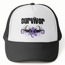 Cancer Survivor Grunge Winged Emblem hats