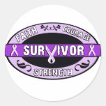 Cancer Survivor Purple Round Stickers