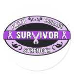 Cancer Survivor Purple Round Stickers