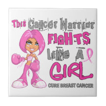 Cancer Warrior Fights Like Girl Breast Cancer 42.9 Ceramic Tiles